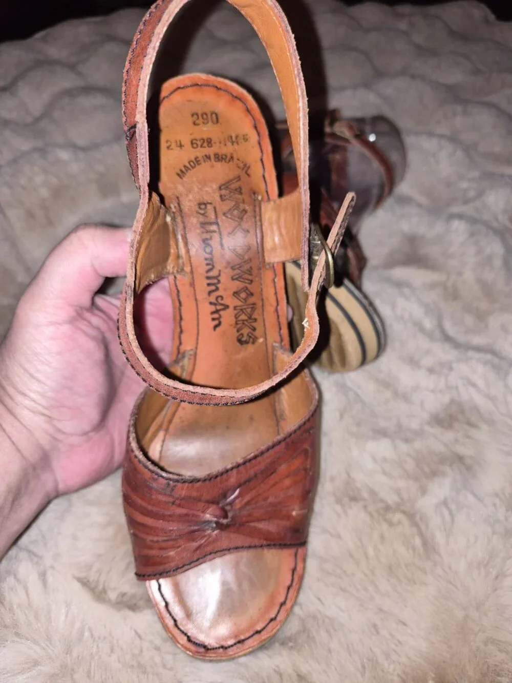Vintage 1970 Thom McAn Wooden Platform Wedge Sandles
